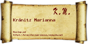 Kránitz Marianna névjegykártya